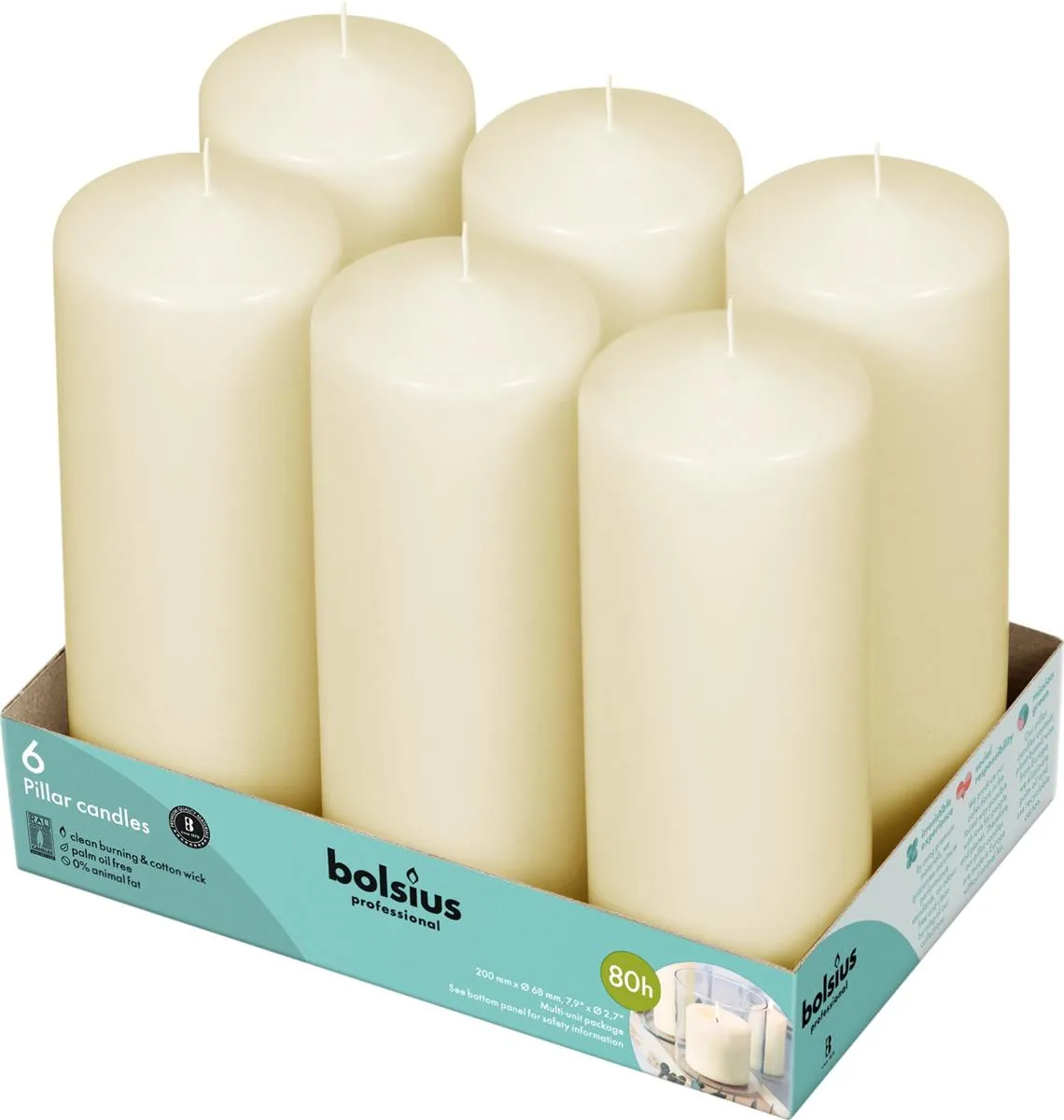 Bolsius Stompkaars 200x 68 tray a 6 stuks