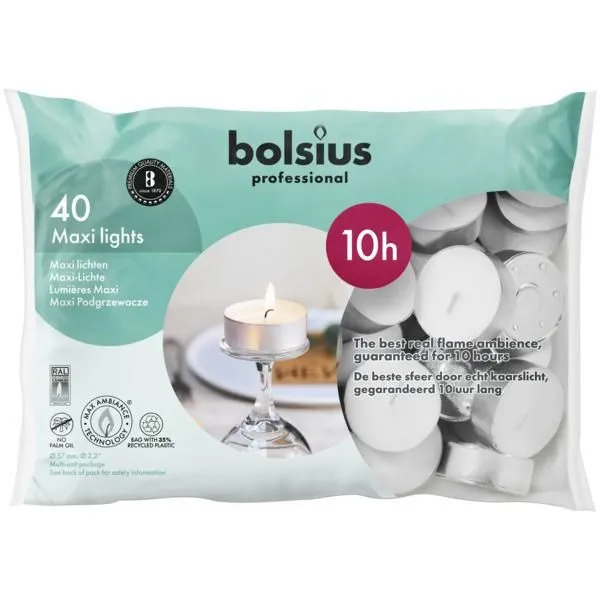 Bolsius Theelichten Maxi 10 uurs 6x 40 stuks