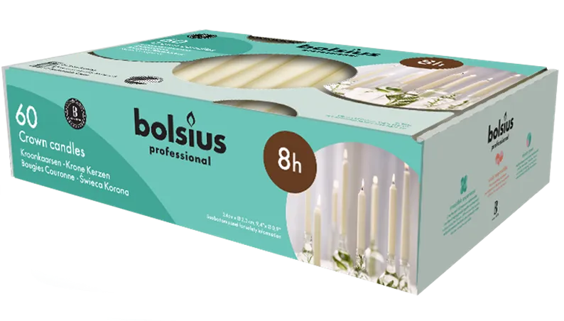 Bolsius Kroonkaarsen Ivoor 200/24 doos 60 stuks
